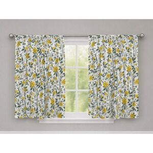 Ambesonne Floral Window Curtains 2 Panel Set Yellow Green White 56x63 Rod Pocket